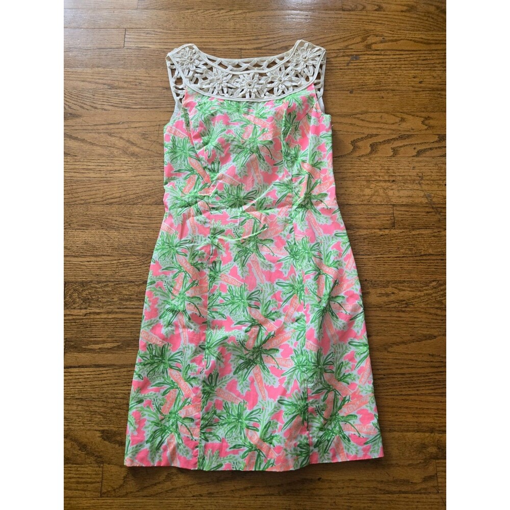 Lilly Pulitzer Size 00 Cotton Lacina Shift Easter Dress Nibbles Carrots Lattice